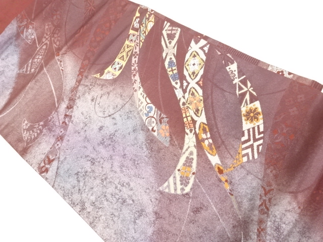 JAPANESE NAGOYA OBI / WOVEN ABSTRACT FLOWERS
